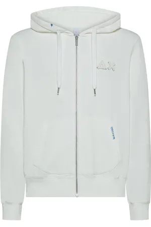 sun68 Homme, Sweatshirts et sweats à capuche, Blanc, Taille: M Vintage Broken Fleece Sweat à capuche Zip