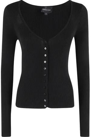 Herskind Femme, Pulls, Noir, Taille: 36 FR Blouse en tricot côtelé à col en V