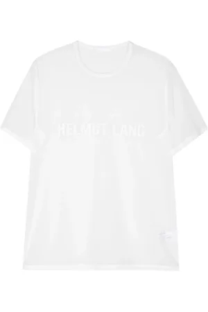 Helmut Lang Homme, Tops, Blanc, Taille: XS Chiffon Logo Tee Shirt
