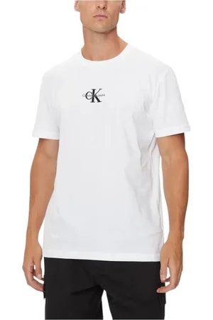 Calvin Klein Homme, Tops, Blanc, Taille: M T-shirt Monologo en Coton Blanc