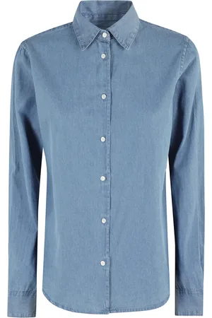 Aspesi Femme, Blouses et Chemises, Bleu, Taille: 42 FR Chemise en Denim Bleu avec Col Pointu