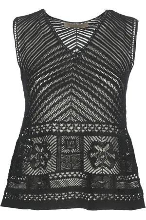 D.EXTERIOR Femme, Tops, Noir, Taille: 36 FR Haut sans manches en coton noir à col en V