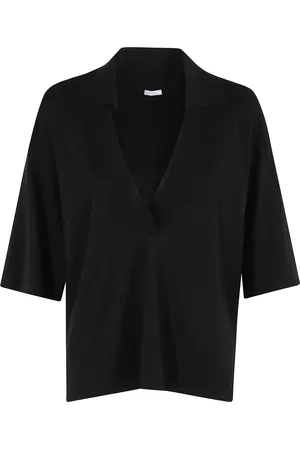 Malo Femme, Tops, Noir, Taille: 38 FR Polo en Coton Noir