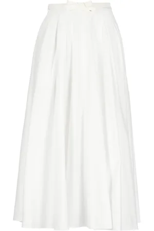 Elisabetta Franchi Femme, Jupes, Blanc, Taille: 42 FR Jupe Blanche Plissée en Coton avec Ceinture