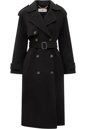 Elisabetta Franchi Femme, Manteaux, Noir, Taille: 38 FR Trench Chic pour Femmes
