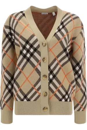 Burberry Femme, Pulls, Multicolore, Taille: 38 FR Cardigan en Laine avec Motif à Carreaux