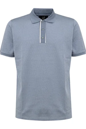 Dunhill Homme, Tops, Bleu, Taille: M Polo en Coton Bleu Jacquard