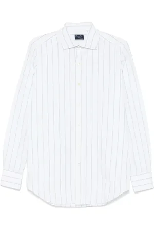 Finamore Homme, Chemises, Blanc, Taille: XL Chemises boutonnées vert clair