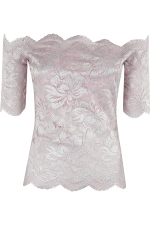 Paco rabanne Femme, Tops, Rose, Taille: 34 FR Haut Rose en Dentelle à Col Bateau