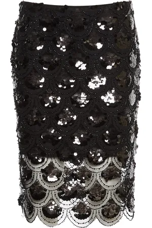 ROTATE Femme, Jupes, Noir, Taille: 40 FR Jupe Crayon Noire à Paillettes