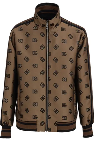 Dolce & Gabbana Homme, Vestes, Brun, Taille: L Veste zippée avec monogramme et bord côtelé