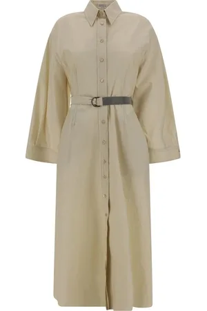 Brunello Cucinelli Femme, Robes, , Taille: 42 FR Élégante Robe Longue en Coton
