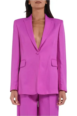 ACTUALEE Femme, Vestes, Violet, Taille: 42 FR Blazer oversize en Lin avec Revers
