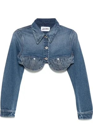 Jean Paul Gaultier Femme, Vestes, Bleu, Taille: 40 FR Vintage Cropped Denim Jacket