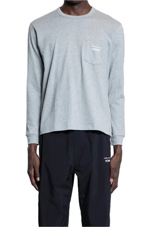 Comme des Garçons Homme, Tops, Gris, Taille: M T-shirt en Jersey de Coton Gris avec Logo Brodé