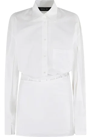 FEDERICA TOSI Femme, Robes, Blanc, Taille: 36 FR Robe Mini Pareo en Coton Blanc