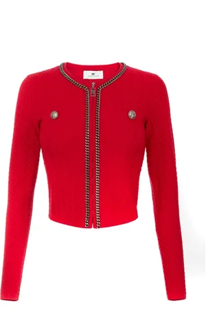 Elisabetta Franchi Femme, Pulls, Rouge, Taille: 40 FR Pulls élégants pour un look chic