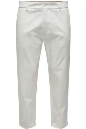 Only & Sons Homme, Pantalons, Blanc, Taille: W34 L32 Pantalon Chino Court
