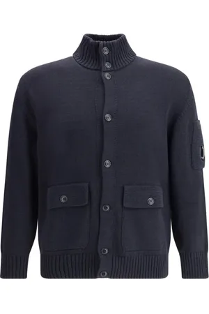 C.P. Company Homme, Pulls, Bleu, Taille: S Cardigan en coton avec détails côtelés