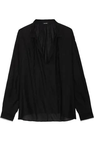 Zadig & Voltaire Femme, Blouses et Chemises, Noir, Taille: 36 FR Chemisier Tomboy Noir avec Détails Blancs