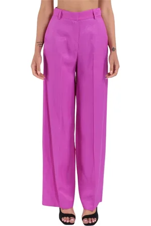 ACTUALEE Femme, Pantalons, Violet, Taille: 42 FR Pantalon en lin mélangé avec poches latérales