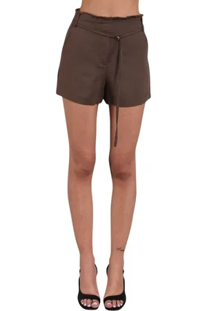 Patrizia Pepe Femme, Shorts, Brun, Taille: 36 FR Flowy Linen Viscose Shorts