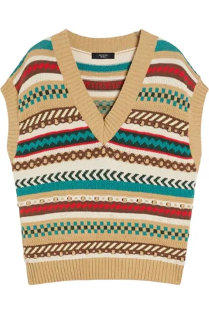 Max Mara Femme, Pulls, Multicolore, Taille: 40 FR Gilet en coton jacquard Fair Isle