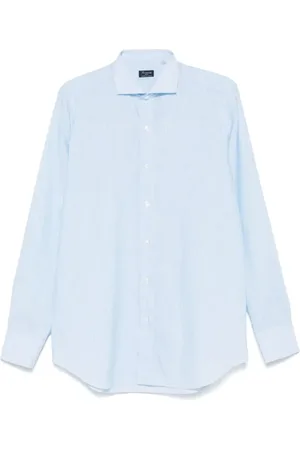 Finamore Homme, Chemises, Bleu, Taille: 2XL Chemise Bleu Clair à Boutons