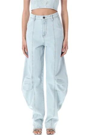 ROTATE Femme, Jeans, Bleu, Taille: 38 FR Pantalon Cargo en Denim avec Plis Plats