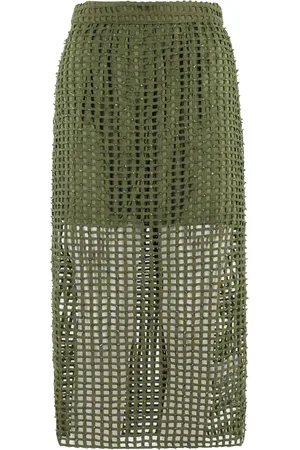Essentiel Antwerp Femme, Jupes, Vert, Taille: 36 FR Jupe Mouchoir à Paillettes en Maille