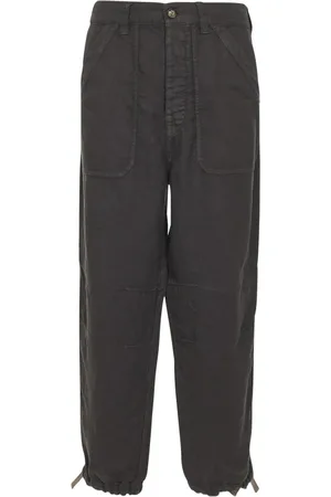 Brunello Cucinelli Homme, Pantalons, Brun, Taille: L Pantalon en Lin Marron avec Cordon de Serrage
