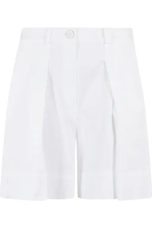 Malo Femme, Shorts, Blanc, Taille: 40 FR Pantalon taille haute à jambes larges en coton