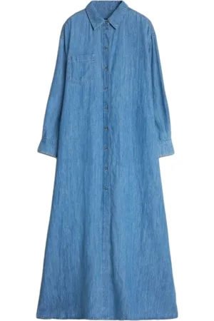 7 for all Mankind Femme, Robes, Bleu, Taille: 36 FR Robe Chemise Maxi en Denim Bleu