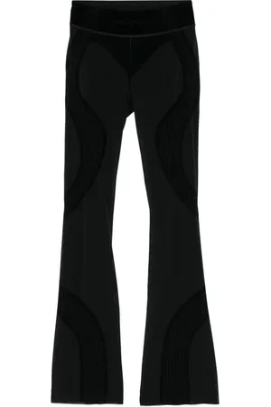 MISBHV Femme, Pantalons, Noir, Taille: 40 FR Pantalon de Sport Noir à Jambes Évasées en Maille