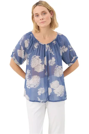 Part Two Femme, Blouses et Chemises, Bleu, Taille: 46 FR Chemisier Stunning Flower Oceana Style