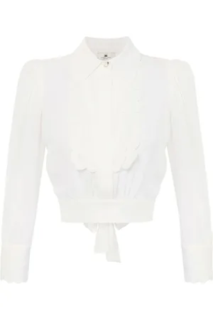 Elisabetta Franchi Femme, Blouses et Chemises, Blanc, Taille: 38 FR Chemise Blanche avec Boutons et Cravate