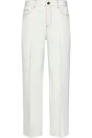 Giambattista Valli Femme, Jeans, Blanc, Taille: 36 FR Jean Denim Marron Blanc Coutures