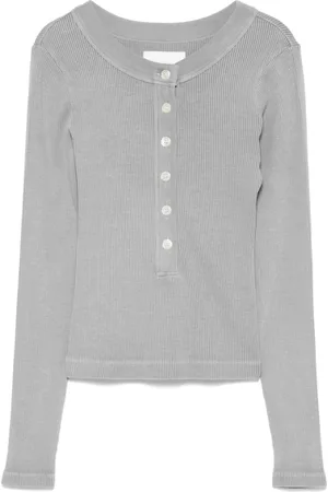 Citizens of Humanity Femme, Tops, Gris, Taille: 36 FR Pull Gris Col Rond Manches Longues