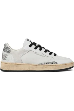 Crime london Femme, Chaussures, Blanc, Taille: 39 EU Baskets en Cuir Blanc avec Talon Pailleté