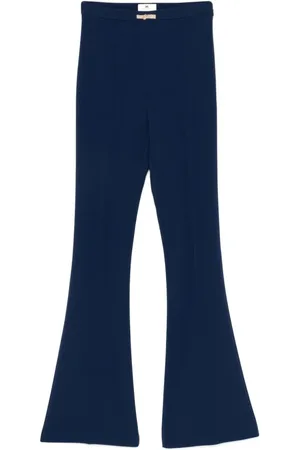 Elisabetta Franchi Femme, Pantalons, Bleu, Taille: 40 FR Pantalon Marine à Pinces avec Ceinture