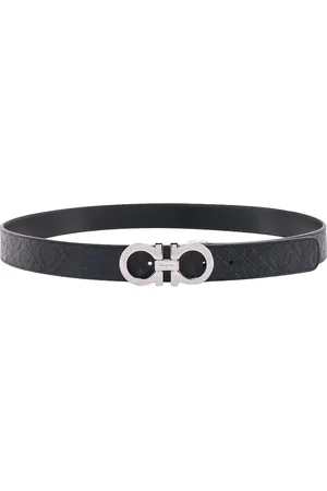 Salvatore Ferragamo Homme, Accessoires, Noir, Taille: 110 CM Ceinture en Cuir Noir Iconique
