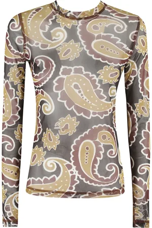 J.W.Anderson Femme, Tops, Brun, Taille: 38 FR Haut à Manches Longues en Maille Imprimée Marron