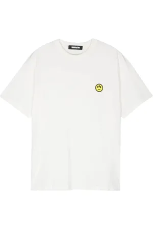 BARROW Homme, Tops, Blanc, Taille: L Sourire Col Rond T-shirt en Coton