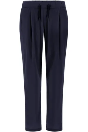 HERNO Femme, Pantalons, Bleu, Taille: 38 FR Pantalon Bleu à Taille Élastique