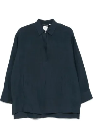 Max Mara Femme, Blouses et Chemises, Bleu, Taille: 38 FR Chemise Lin Bleu Style Varese
