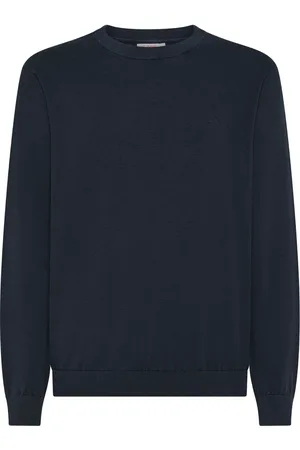 sun68 Homme, Sweatshirts et sweats à capuche, Bleu, Taille: L Pull en Coton Crêpe