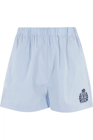 Sporty & Rich Femme, Shorts, Bleu, Taille: 40 FR Shorts en Popeline Hortensia avec Taille Élastique