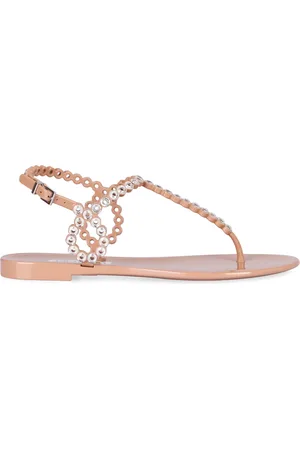 Aquazzura Femme, Chaussures, Rose, Taille: 36 EU Sandales Plates à Bride Cloutée