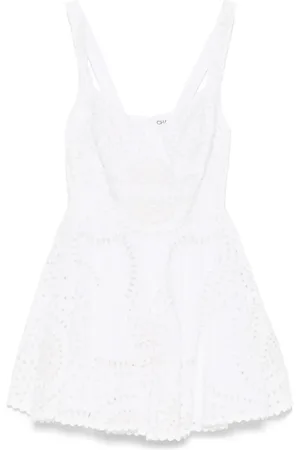 CHARO RUIZ IBIZA Femme, Robes, Blanc, Taille: 40 FR Robe Blanche avec Empiècement Smocké et Col en Cœur