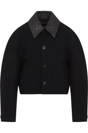 Bottega Veneta Femme, Vestes, Noir, Taille: 40 FR Veste Blouson en Cuir Noir à Col
